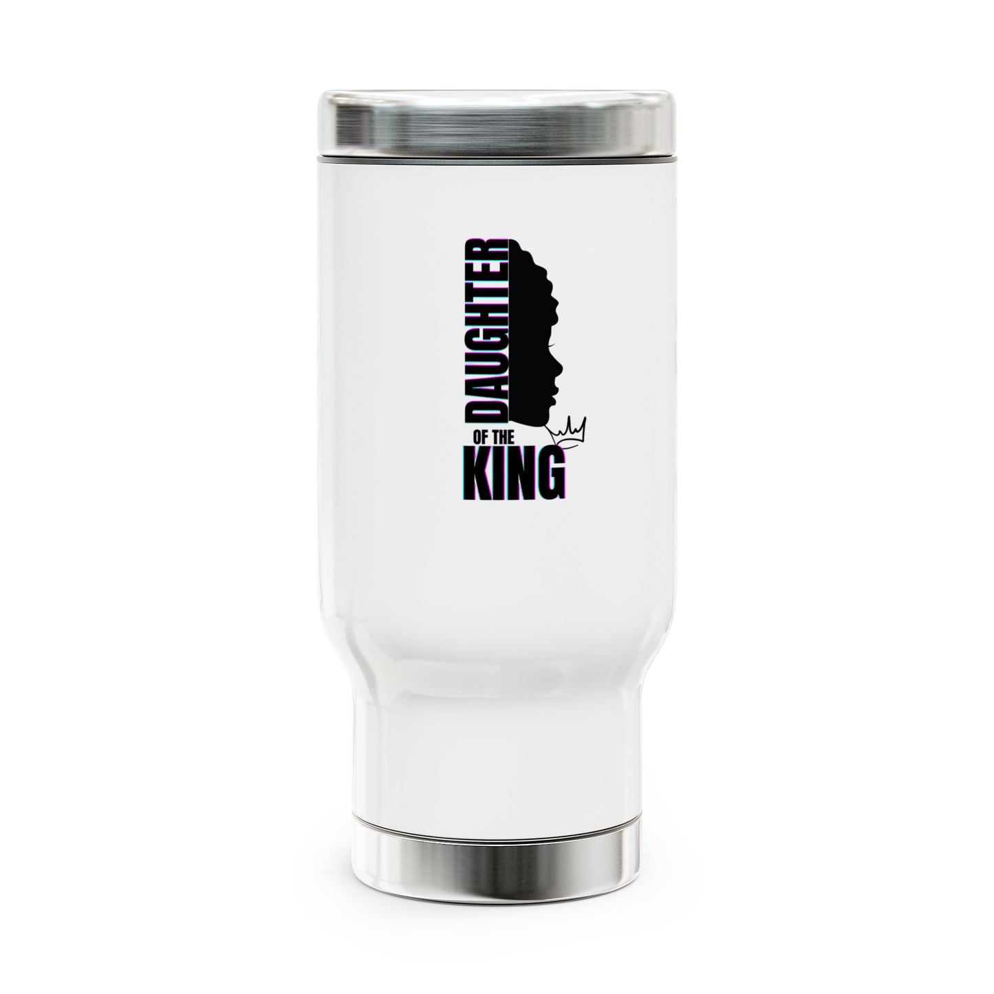 She Pray Daily- Daughter of King Stainless Steel Travel Mug with Handle, 14oz